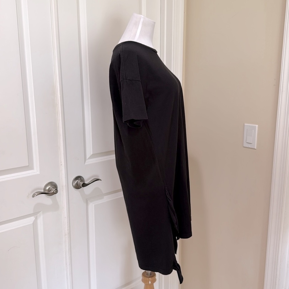 NWT Current/Elliott Side Slit Ruffle T Shirt Oversized Black Dress Size 0 - Picture 3 of 8